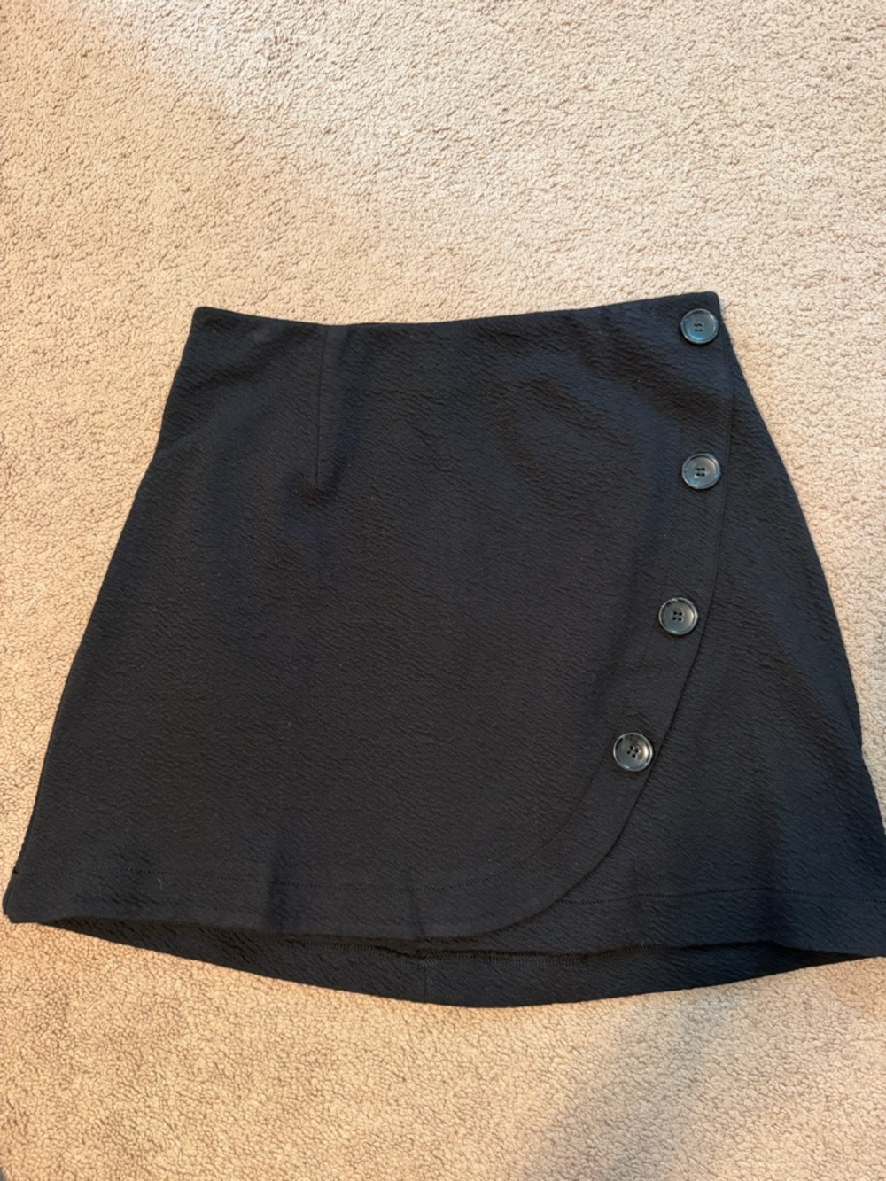 Anthropologie Black Mini Skirt with Side Button Detail
